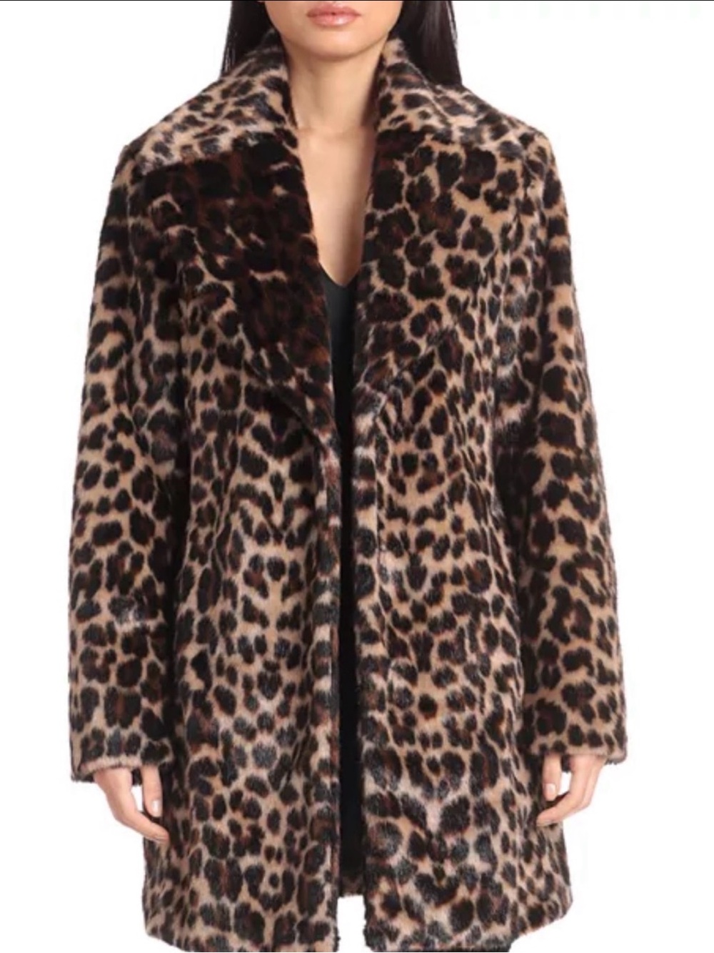 Leopard-Print Faux Fur Walker Coat